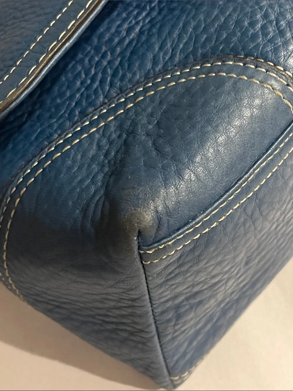 Coach Hamilton Flap F13957 Blue Pebbled Leather Crossbody Silver Turnlock